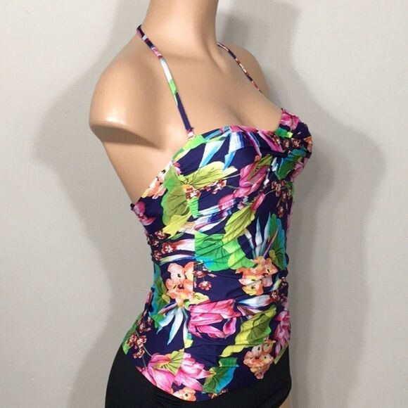 La Blanca navy floral tankini top. NWT - Picture 4 of 9